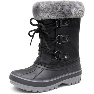 image:imageDREAM PAIRS Boys amp Girls Faux FurLined Winter Snow Boots for LittleBig KidsBlack