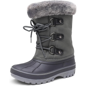 image:imageDREAM PAIRS Boys amp Girls Faux FurLined Winter Snow Boots for LittleBig KidsGrey
