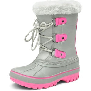 image:imageDREAM PAIRS Boys amp Girls Faux FurLined Winter Snow Boots for LittleBig KidsGreyFuchsia