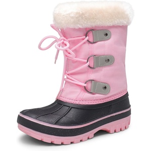 image:imageDREAM PAIRS Boys amp Girls Faux FurLined Winter Snow Boots for LittleBig KidsGreyPink
