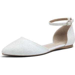 image:imageDREAM PAIRS Flapointed Womens Casual DOrsay Pointed Plain Ballet Comfort Soft Slip On Flats ShoesWhiteGlitter