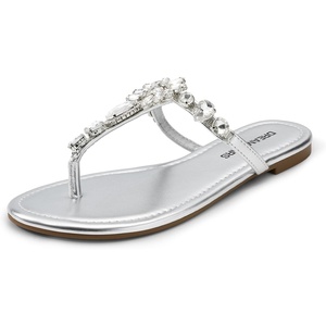 image:imageDREAM PAIRS Flip Flops for Women Dressy Rhinestone TStrap Thong Sandals for Summers Dress BeachSilver