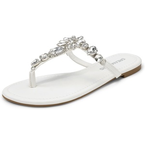 image:imageDREAM PAIRS Flip Flops for Women Dressy Rhinestone TStrap Thong Sandals for Summers Dress BeachWhite