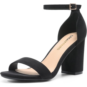 image:imageDREAM PAIRS Heels for Women Chunky Block Heel Open Toe Ankle Strap 35 Inch Heeled Sandals for Party Date WeddingBlacksuede