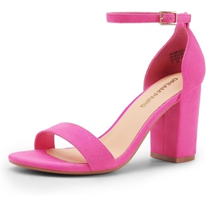 image:imageDREAM PAIRS Heels for Women Chunky Block Heel Open Toe Ankle Strap 35 Inch Heeled Sandals for Party Date WeddingHot Pink