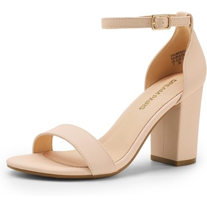 image:imageDREAM PAIRS Heels for Women Chunky Block Heel Open Toe Ankle Strap 35 Inch Heeled Sandals for Party Date WeddingNudenubuck