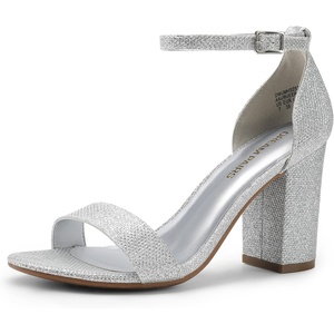 image:imageDREAM PAIRS Heels for Women Chunky Block Heel Open Toe Ankle Strap 35 Inch Heeled Sandals for Party Date WeddingSilver