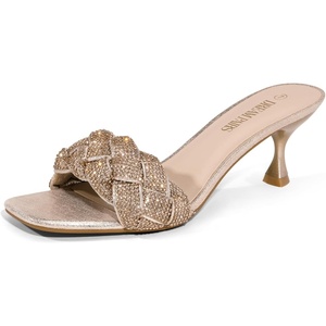 image:imageDREAM PAIRS Heels for Women Rhinestone Open Toe Low Kitten Heels Sexy Stilettos Heels Pump Sandals Party Evening Prom Dance Dress ShoesGoldRhinestone