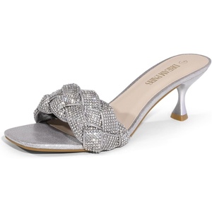 image:imageDREAM PAIRS Heels for Women Rhinestone Open Toe Low Kitten Heels Sexy Stilettos Heels Pump Sandals Party Evening Prom Dance Dress ShoesSilverRhinestone