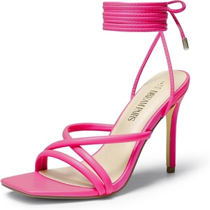 image:imageDREAM PAIRS Heels for Women Strappy High Stiletto Lace Up Heeled Sandals Square Open Toe Heels for Prom Party DatingHot Pinkpu