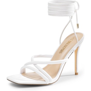 image:imageDREAM PAIRS Heels for Women Strappy High Stiletto Lace Up Heeled Sandals Square Open Toe Heels for Prom Party DatingWhitepu