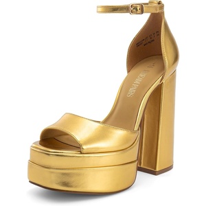 image:imageDREAM PAIRS High Heels Chunky Block Platform Heels for Women Ankle Strap Sexy Open Square Toe Heels Dressy Pumps SandalsGold