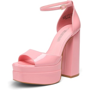 image:imageDREAM PAIRS High Heels Chunky Block Platform Heels for Women Ankle Strap Sexy Open Square Toe Heels Dressy Pumps SandalsPinkpat