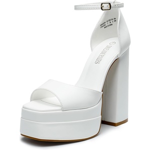image:imageDREAM PAIRS High Heels Chunky Block Platform Heels for Women Ankle Strap Sexy Open Square Toe Heels Dressy Pumps SandalsWhite