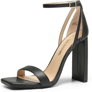 image:imageDREAM PAIRS High Heels Chunky Block Square Toe Heels for Women Dressy Open Toe Heel SandalsSize 85BlackPuSDHS2207W