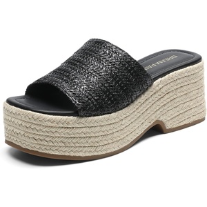 image:imageDREAM PAIRS Platform Espadrille Sandals for Women Wedges Slides Slip on Bohemia Sandals Flatform Open Toe Beach Sandals Dressy Outdoor Summer ShoesBlack