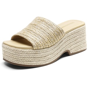 image:imageDREAM PAIRS Platform Espadrille Sandals for Women Wedges Slides Slip on Bohemia Sandals Flatform Open Toe Beach Sandals Dressy Outdoor Summer ShoesNude
