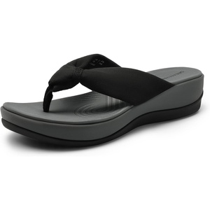 image:imageDREAM PAIRS Platform Flip Flops for Women Cushioned Thong Sandals with Soft Eva Foam Insole Lightweight Lycra fabric Comfort Dressy Slides Slippers for Summer BeachBlackGrey
