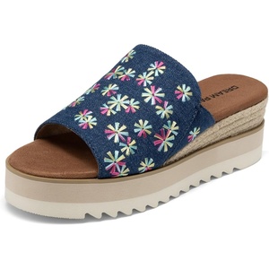 image:imageDREAM PAIRS Platform Sandals Women Slipon Espadrille Bohemia Wedge Sandals Comfort Dressy Summer Open Toe Canvas Slides for Womens Outdoor and BeachNavy Multi