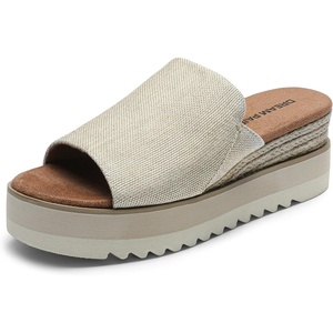 image:imageDREAM PAIRS Platform Sandals Women Slipon Espadrille Bohemia Wedge Sandals Comfort Dressy Summer Open Toe Canvas Slides for Womens Outdoor and BeachNaturalcanvas