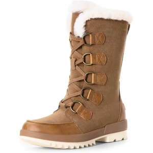 image:imageDREAM PAIRS Snow Winter Boots for Women Resistant Warm MidCalf Boots Faux Fur Lined Lace Up Antislip Outdoor Hiking BootiesTan