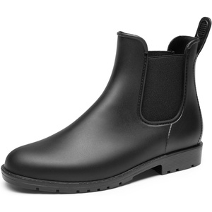 image:imageDREAM PAIRS Womens Ankle Rain Boots Chelsea Short Boots Waterproof Elastic Slip On Lightweight Comfortable Garden Outdoor ShoesBlack