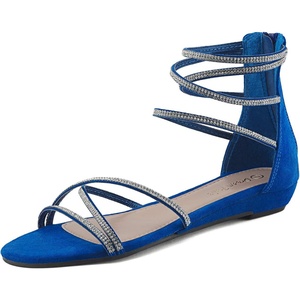 image:imageDREAM PAIRS Womens Ankle Strap Flat Sandals Summer Dressy Strappy Gladiator Rhinestones SandalsRoyalBlue