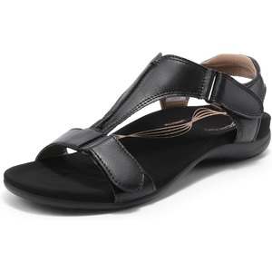 image:imageDREAM PAIRS Womens Arch Support TStrap Orthopedic Flat SandalsAll Black