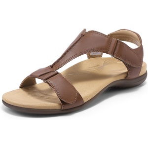 image:imageDREAM PAIRS Womens Arch Support TStrap Orthopedic Flat SandalsBrown