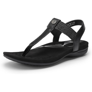 image:imageDREAM PAIRS Womens Arch Support TStrap Sandals Comfortable Orthotic Flat Sandals Thong Sandals for Casual Summer WalkingAll Black