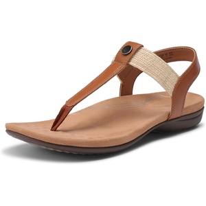 image:imageDREAM PAIRS Womens Arch Support TStrap Sandals Comfortable Orthotic Flat Sandals Thong Sandals for Casual Summer WalkingTan
