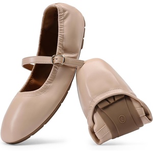 image:imageDREAM PAIRS Womens Ballet Flats Foldable Square Toe Mary Jane Flats Comfortable Slip On Dress Shoes Business Casual Work Mary Jane ShoesNude