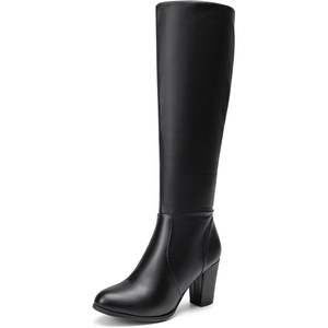 image:imageDREAM PAIRS Womens Chunky Heel Knee High BootsBlackPu