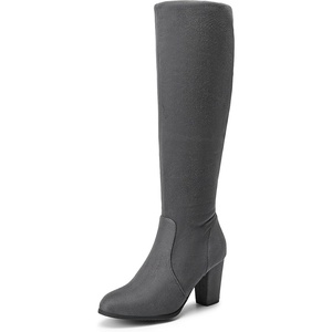 image:imageDREAM PAIRS Womens Chunky Heel Knee High BootsGrey