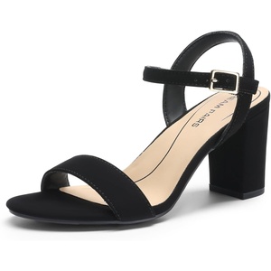 image:imageDREAM PAIRS Womens Chunky Heels Block Round Open Toe Ankle Strap Heel Fashion Wedding Party Comfort Dress Sandals ShoesBlacknubuck