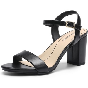 image:imageDREAM PAIRS Womens Chunky Heels Block Round Open Toe Ankle Strap Heel Fashion Wedding Party Comfort Dress Sandals ShoesBlackpu