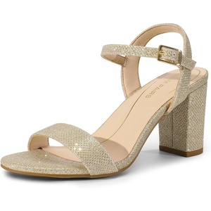 image:imageDREAM PAIRS Womens Chunky Heels Block Round Open Toe Ankle Strap Heel Fashion Wedding Party Comfort Dress Sandals ShoesGold