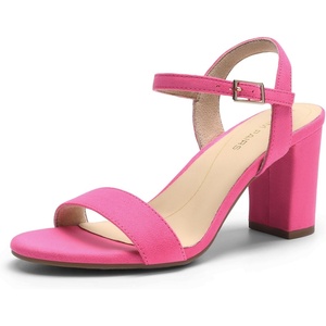 image:imageDREAM PAIRS Womens Chunky Heels Block Round Open Toe Ankle Strap Heel Fashion Wedding Party Comfort Dress Sandals ShoesHot Pink