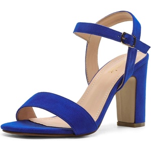 image:imageDREAM PAIRS Womens Chunky Heels Open Toe Ankle Strap High Block Comfy Dress Heel Sandals Pumps ShoesRoyalBlueSuede