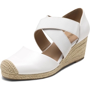 image:imageDREAM PAIRS Womens Close Toe Espadrilles Platform Slip on Elastic Criss Cross Straps Dressy Wedges SandalsWhite
