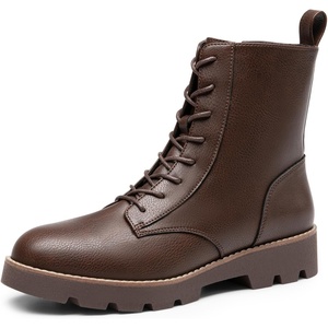 image:imageDREAM PAIRS Womens Combat Ankle Boots Lace up Lug Sole Fashion Booties ShoesBrown