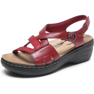 image:imageDREAM PAIRS Womens Comfortable Arch Support Wedge Sandals Open Toe Summer Walking ShoeRed