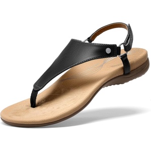 image:imageDREAM PAIRS Womens Flat Sandals Arch Support Orthopedic Comfortable Soft Cushion Summer TStrap Walking Thong SandalsBlack
