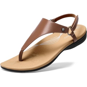 image:imageDREAM PAIRS Womens Flat Sandals Arch Support Orthopedic Comfortable Soft Cushion Summer TStrap Walking Thong SandalsBrown