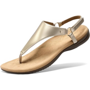 image:imageDREAM PAIRS Womens Flat Sandals Arch Support Orthopedic Comfortable Soft Cushion Summer TStrap Walking Thong SandalsGoldpu