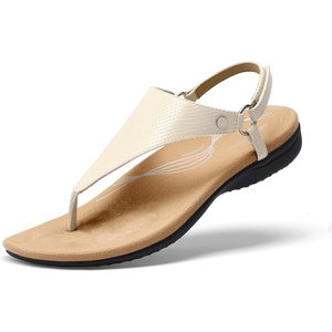 image:imageDREAM PAIRS Womens Flat Sandals Arch Support Orthopedic Comfortable Soft Cushion Summer TStrap Walking Thong SandalsNude
