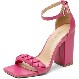 image:imageDREAM PAIRS Womens Heels For Women Braided Open Toe Ankle Strap High Block Chunky Heel Sandals Party Wedding Dress Pumps ShoesHot Pink