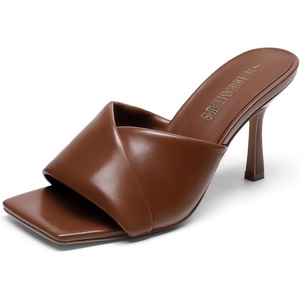 image:imageDREAM PAIRS Womens High Stilettos Heels Mules Open Square Toe Slip On Comfort Sexy Dress Pumps Sandals Fashion Casual Prom Dress ShoesBrown