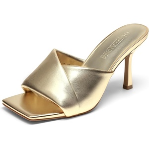 image:imageDREAM PAIRS Womens High Stilettos Heels Mules Open Square Toe Slip On Comfort Sexy Dress Pumps Sandals Fashion Casual Prom Dress ShoesLight Gold
