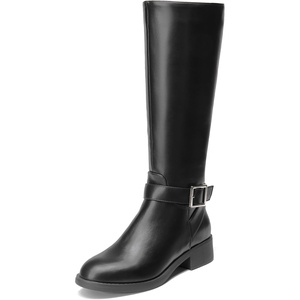 image:imageDREAM PAIRS Womens Knee High Riding Boots Comfortable Low Chunky Heel Side Zipper Round Toe Casual Classic RanchingBlack